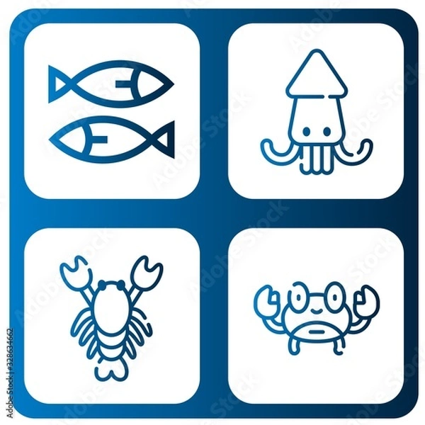 Fototapeta squid simple icons set