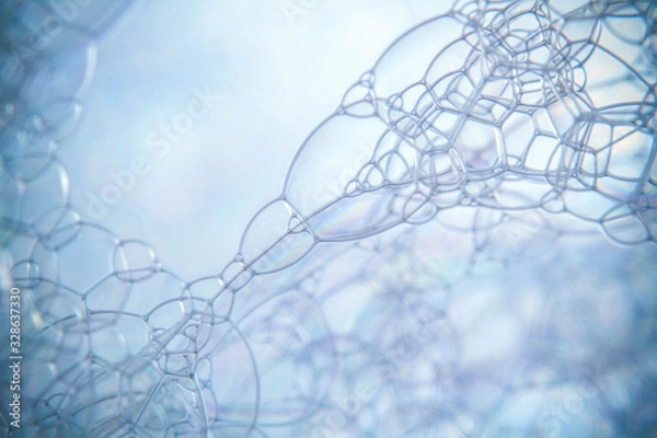 Fototapeta Macro shots soapy water bubbles close-up