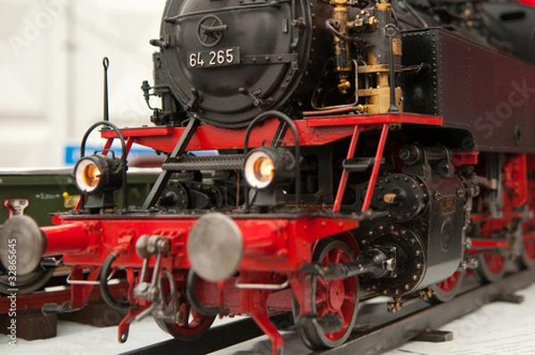 Obraz part of a model steam locomotive with shallow DOF