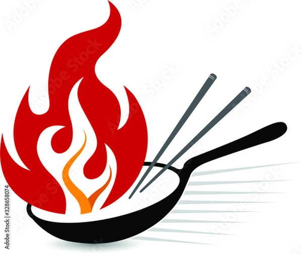 Obraz flame frying pan logo