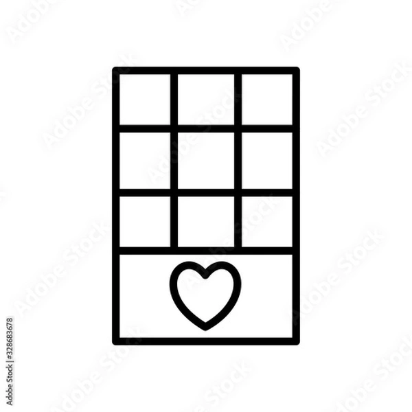 Fototapeta chocolate with heart line style icon vector design