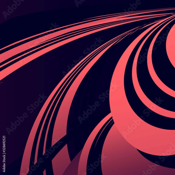 Fototapeta Abstract volumetric geometric background. twisted lines in motion