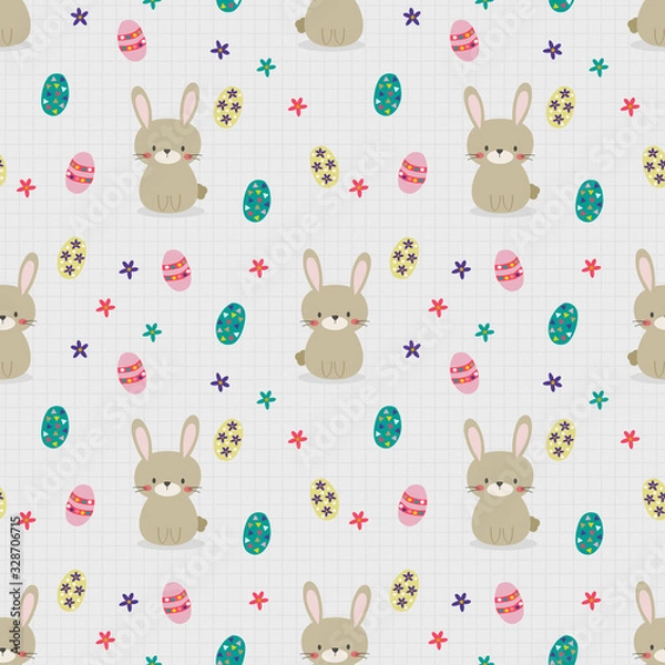 Obraz Cute rabbit and easter eggs seamless pattern.