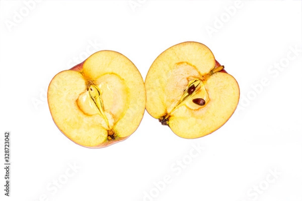 Fototapeta Fresh red and yellow apples on white isolated background
