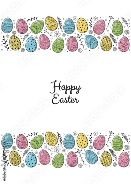 Obraz Design of an Easter postcard with decorative eggs. Vector