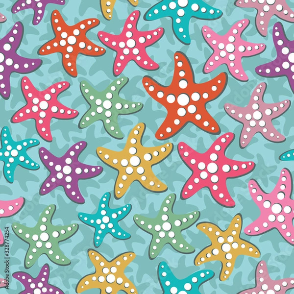 Fototapeta Vector seamless pattern with sea stars