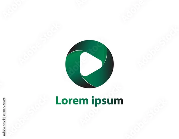 Fototapeta Play green button logo collection. Vector abstract	