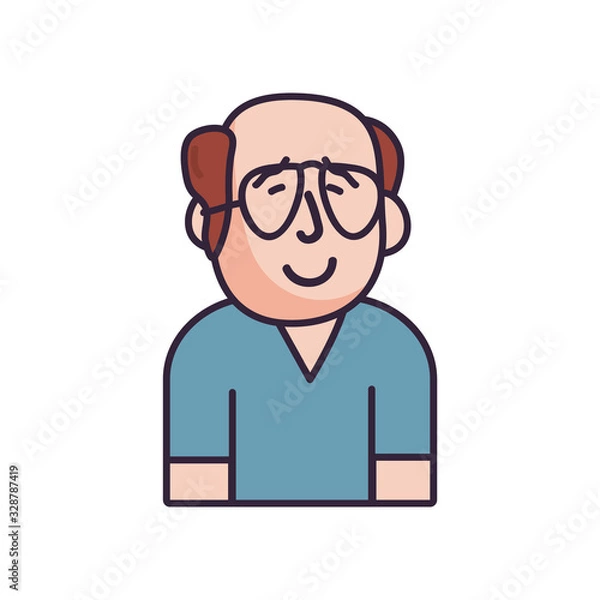 Fototapeta Isolated avatar man with glasses fill style icon vector design
