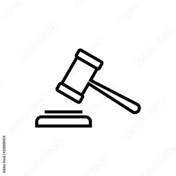 Fototapeta Gavel icon isolated on white background. Hammer icon vector. Judge Gavel Auction Icon Vector. Bid