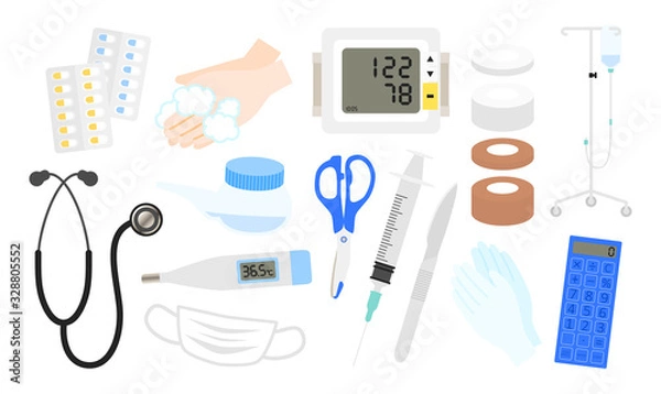 Fototapeta 医療器具　医療　病院　アイコン　イラストセット
