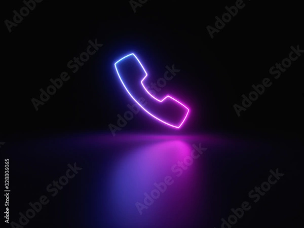 Fototapeta Blue and purple neon light icon isolated in black background. Vibrant colors, laser show. 3d rendering - illustration.