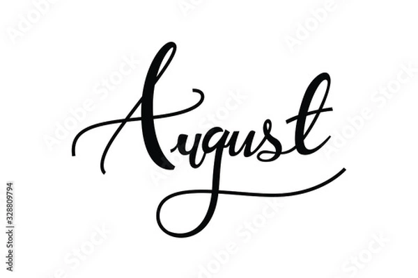 Fototapeta august text in brush style vector