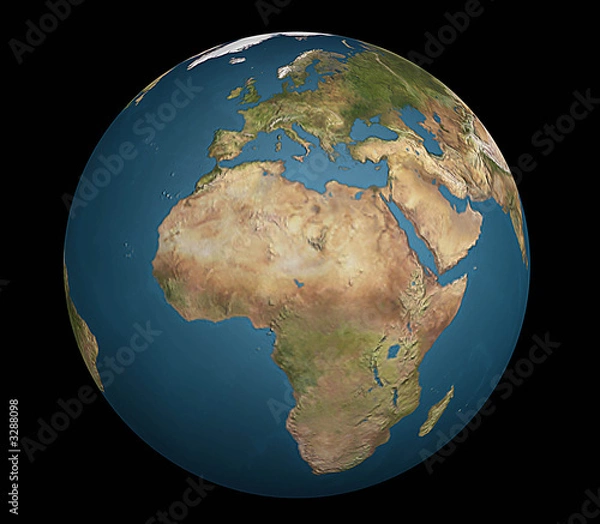 Obraz Globo terrestre - Rendering sulla vista di europa e africa