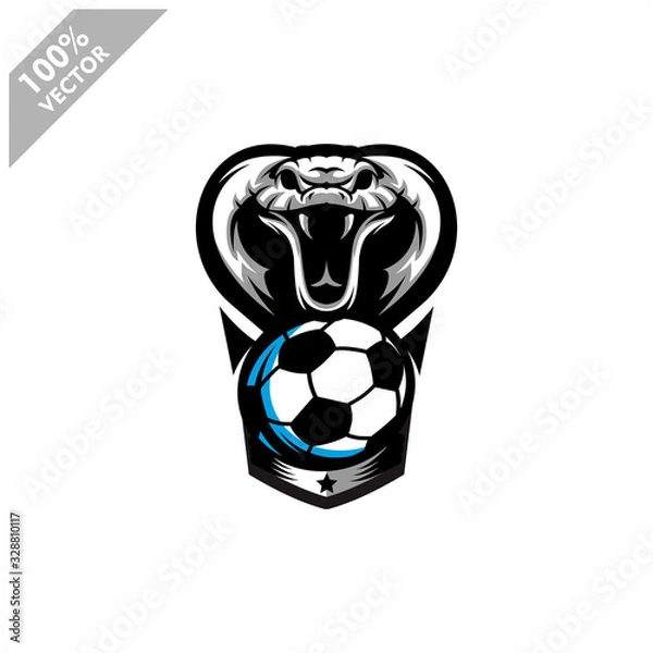 Obraz Soccer Cobra snake team logo design. Scalable and editable vector.