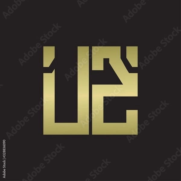 Fototapeta UZ Logo with squere shape design template with gold colors