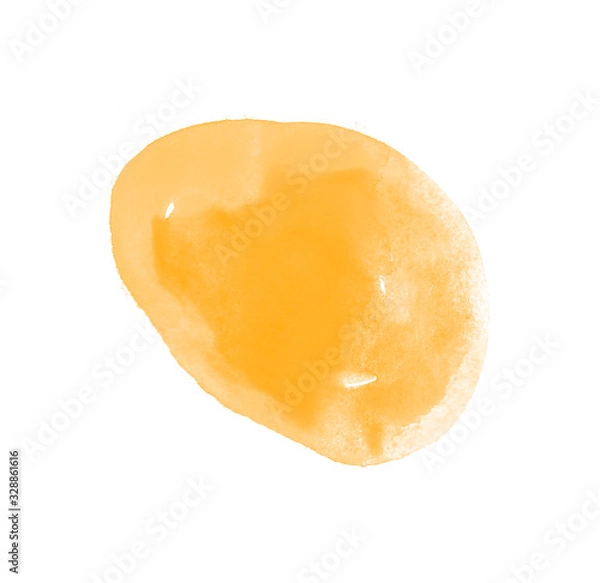 Fototapeta Beautiful yellow watercolor circle brush