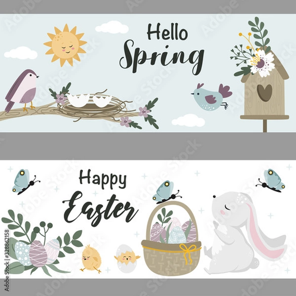Obraz isolated spring horizontal banners - vector illustration, eps