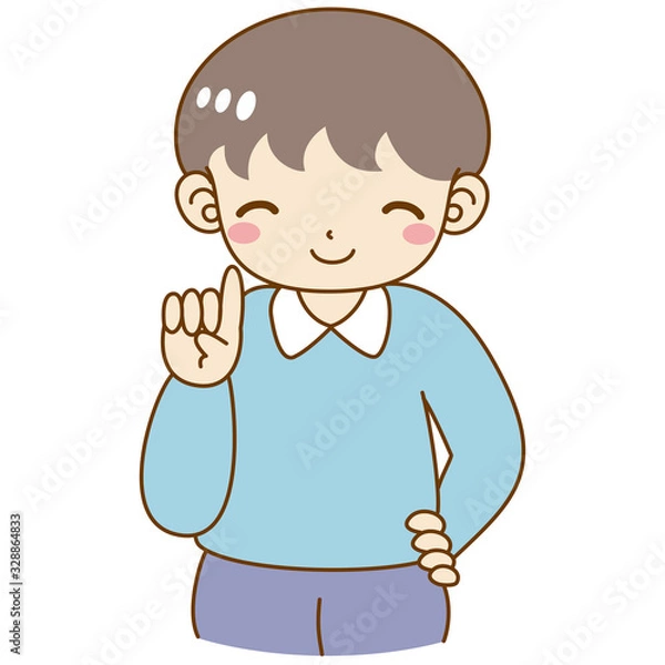 Fototapeta 男の子　指を差す　笑顔　かわいい