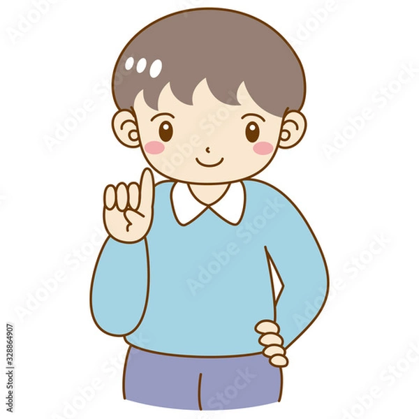 Fototapeta 男の子　指を差す　笑顔　かわいい
