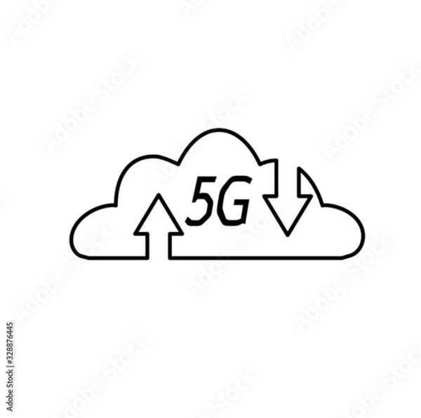 Fototapeta 5G cloud technology icon. Flat illustration of 5G cloud technology vector icon for web design