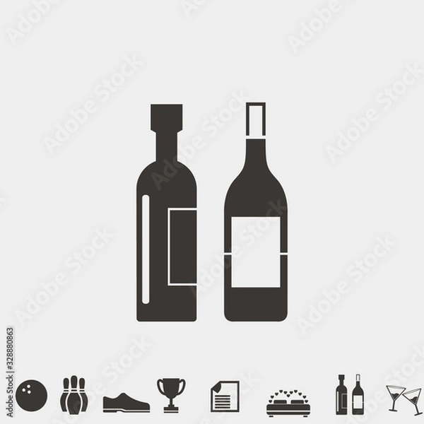 Obraz alcohol vector icon champagne and wine bottles celebration