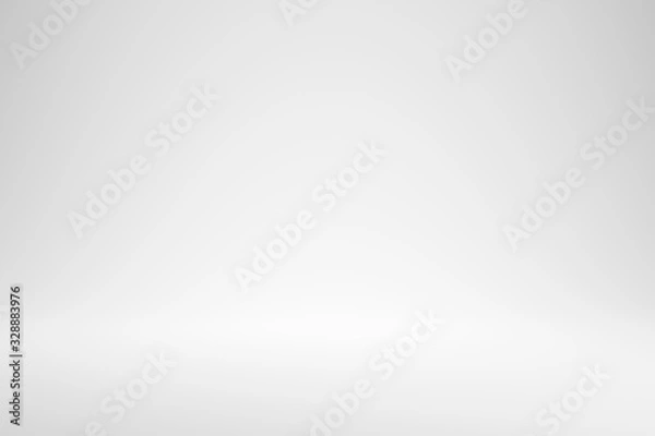 Obraz Puste białe tło gradientowe z wyświetlaczem produktu. Białe tło lub puste studio z podłogą w pokoju. Renderowanie 3D.