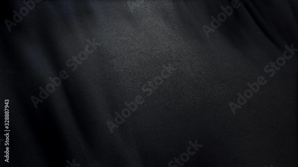 Fototapeta black flag cloth in full frame with selective focus. 3D Illustration of pitch-dark colored garment with clean natural linen texture for background banner or wallpaper use.