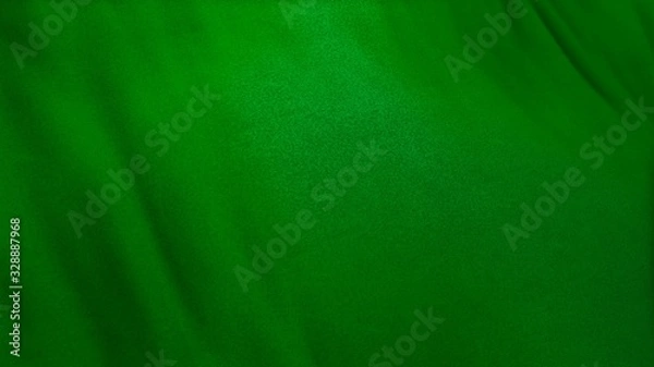 Fototapeta green flag cloth in full frame with selective focus. 3D Illustration of viridescent grassy colored garment with clean natural linen texture for background banner or wallpaper use.