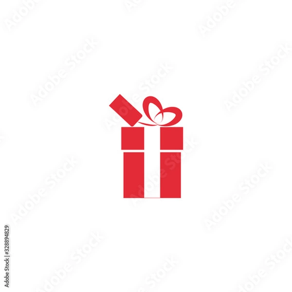 Fototapeta The icon of the gift. Icon for a holiday. Red on a white background.