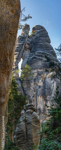 Fototapeta Adrspach Teplice rocks, the sandstone landscape in Bohemia, Czech Republic. Cliffs and mountains in Adršpach-Teplice Rocks. Adersbach-Weckelsdorfer Felsenstadt, Europe hills.