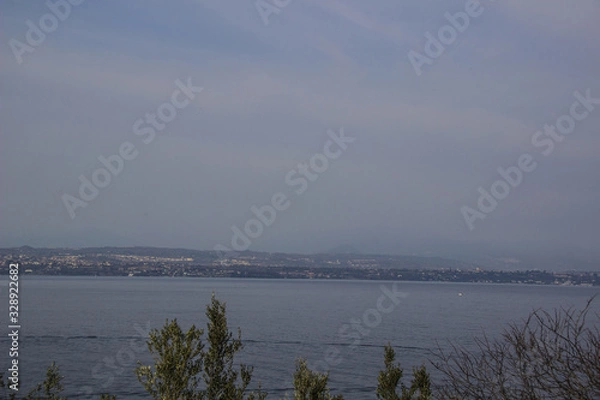 Obraz landscape with lake and clouds