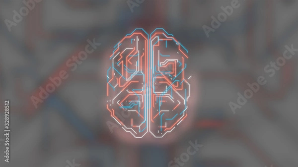 Obraz 3d render of high-functioning brain processing information over light digital background.