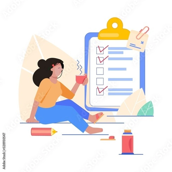 Fototapeta Checklist, to-do list vector illustration. List or notepad concept.