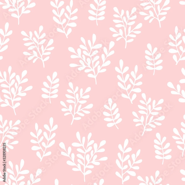 Fototapeta Vector seamless floral pattern with hand drawn small branches. Cute simple design for wallpaper, fabric, textile, wrapping paper