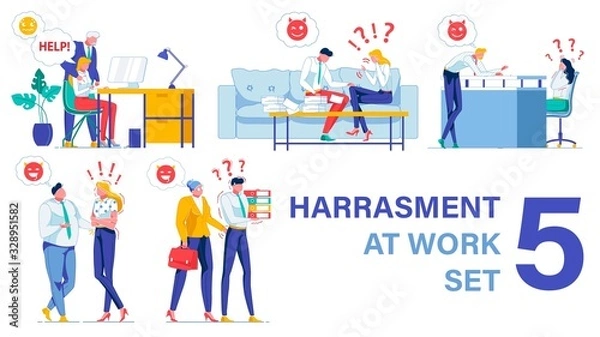 Obraz Harassment at Work. Five Typical Situations Set