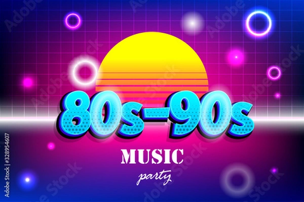 Fototapeta Retro background in 80s 90s pop art style