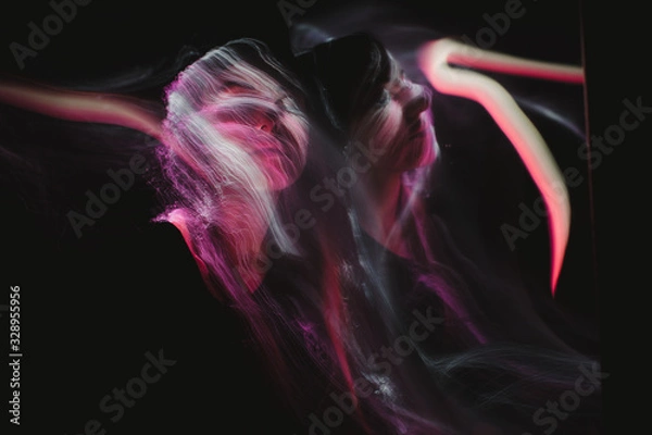 Fototapeta freezlight new photo art direction, long exposure photo without photoshop, light drawing at long exposure