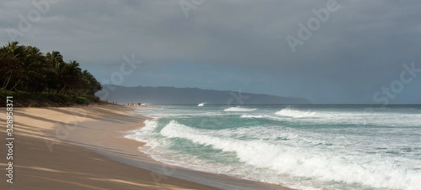 Obraz Early morning beach and waves on the North Shore of Oahu, Island of Hawaii, USA