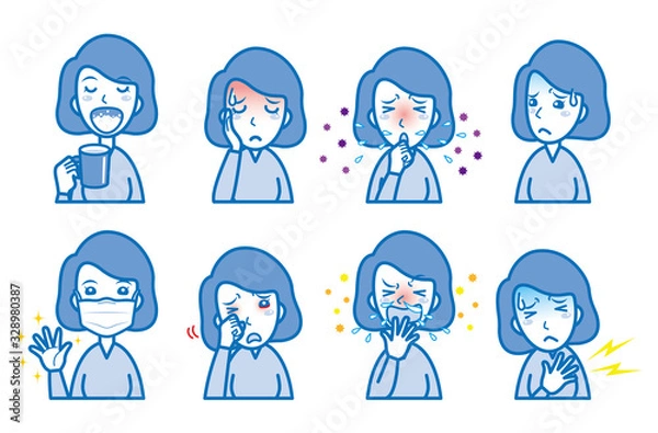 Fototapeta 体調不良の女性のイラスト