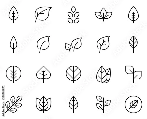 Fototapeta Leaf line icon