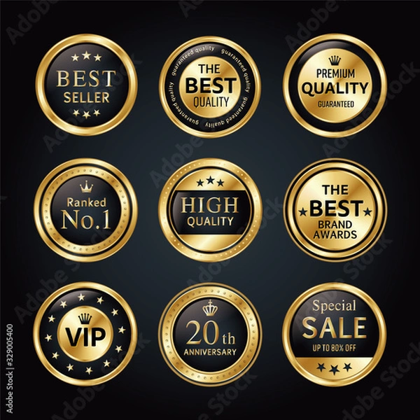 Obraz 円形のビジネス金色ラベルセット