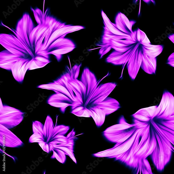Fototapeta Blurred amaryllis seamless pattern.