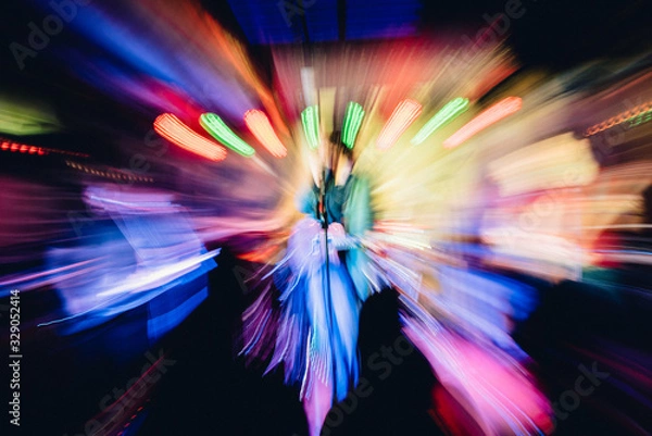 Obraz Abstract party photo in a night club people having fun on a drunk crazy party
