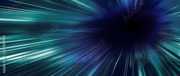 Fototapeta Panoramic high speed technology moving concept, light abstract background with black color space for copyspace