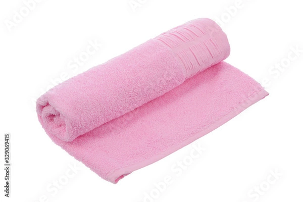 Fototapeta pink twisted towel on a white background isolate