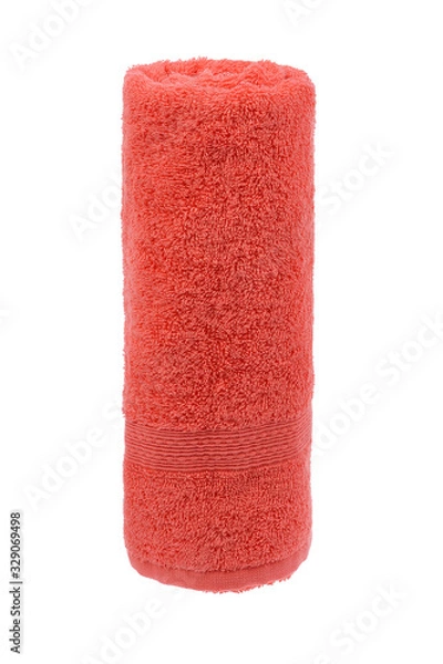 Fototapeta twisted coral towel on a white background