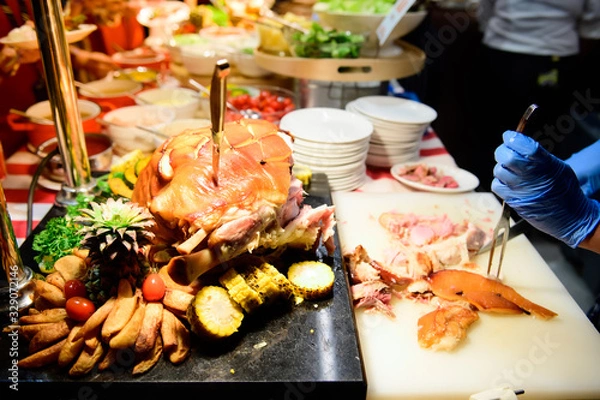 Fototapeta roasted barbecute ham