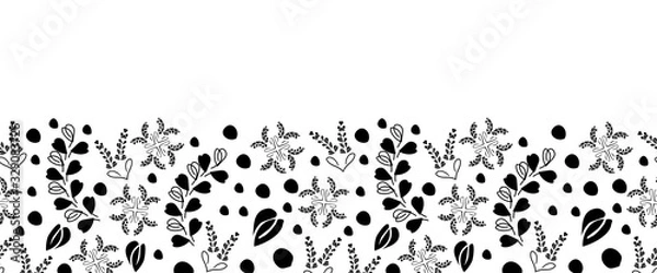 Obraz Black Lace Border-Love in Parise seamless repeat pattern background. Abstract pattern of modern black laces shapes and lavender flowers illustration background .Perfect for Fabric,Scrapbook,wallpaper.