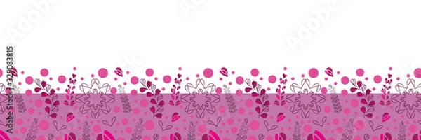Obraz Lavender Flowers Border-Love in Parise. Abstract Modern Lavender flowers seamless repeat pattern border in pink and Purple colors .Surface pattern Design, Perfect for Fabric, Scrapbook, wallpaper.