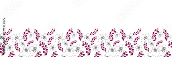 Obraz Flowers border-Love in Parise seamless Repeat Pattern Abstract pattern illustration border of modern lavender shapes and Flowers in maroon and gray. Perfect for Fabric, Scrapbook, wallpaper.